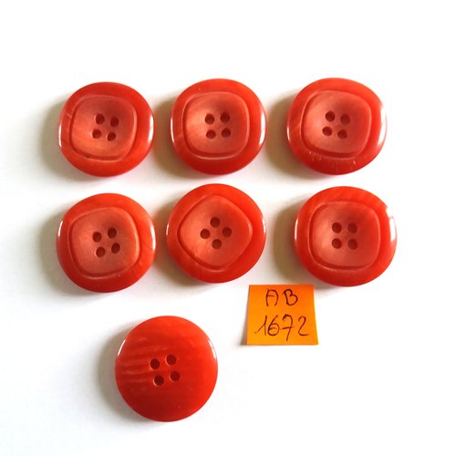 7 boutons en résine rouge - 28mm - ab1672