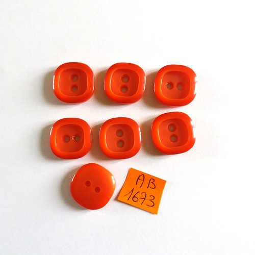 7 boutons en résine rouge - 20x20mm - ab1673