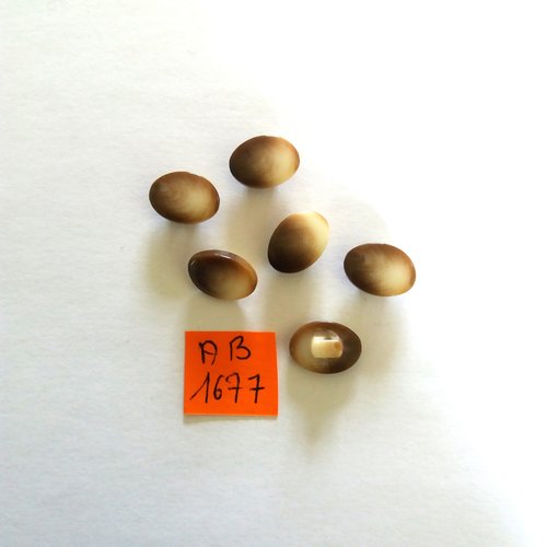 6 boutons en résine marron et beige - 10x14mm - ab1677