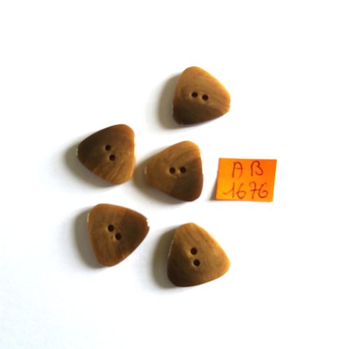6 boutons en résine marron et beige foncé - 20mm - ab1676