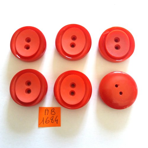 6 boutons en résine rouge - 31mm - ab1684