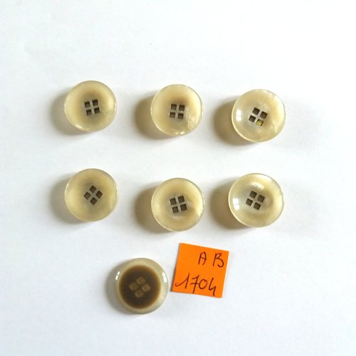 6 boutons en résine beige - 18mm - ab1704