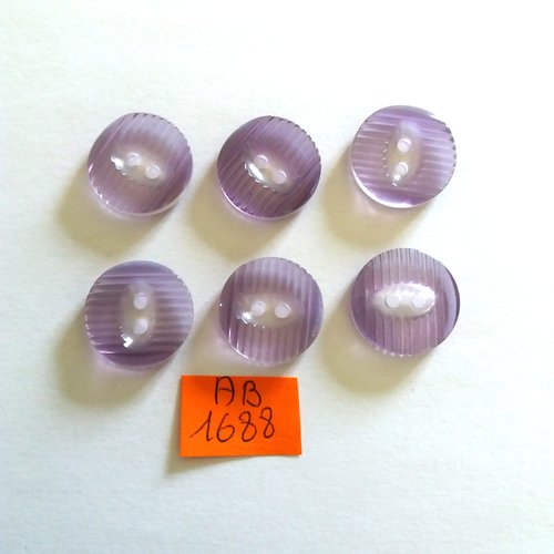 6 boutons en résine mauve transparent - 18mm - ab1688