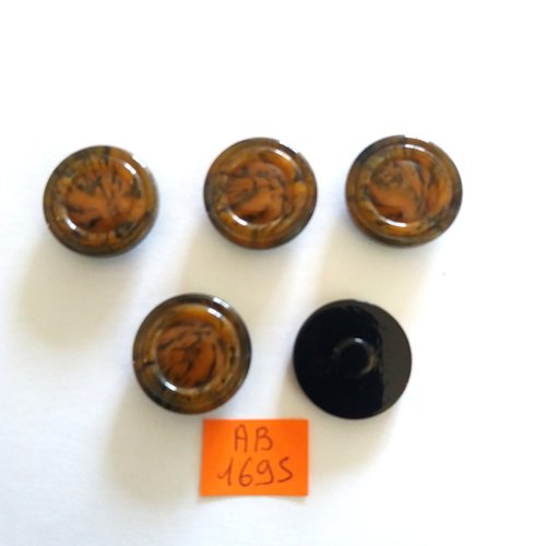 5 boutons en résine marron - 22mm - ab1695