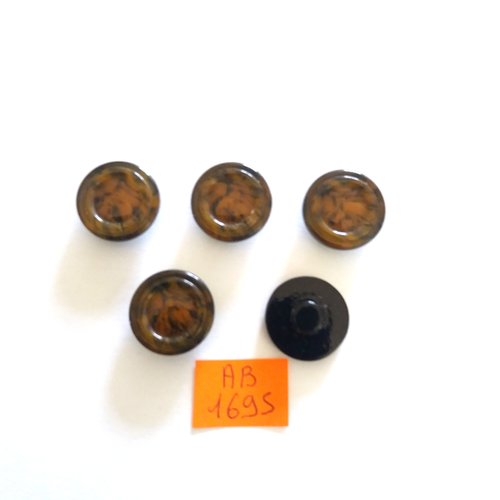 5 boutons en résine marron - 18mm - ab1695