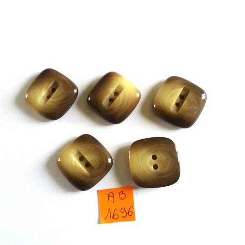 5 boutons en résine marron et beige - 23x23mm - ab1696
