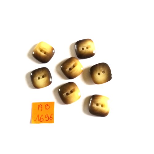 7 boutons en résine marron et beige - 16x16mm - ab1696
