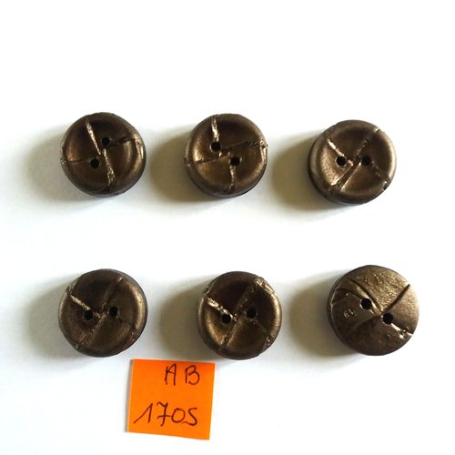 6 boutons en résine marron - 17mm - ab1705