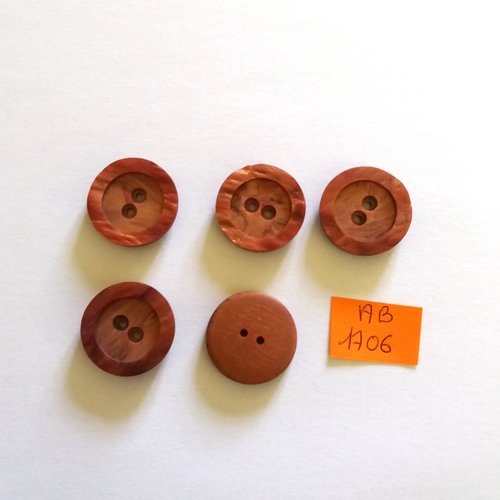 5 boutons en résine marron - 23mm - ab1706
