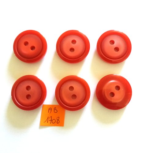 6 boutons en résine rouge - 27mm - ab1708