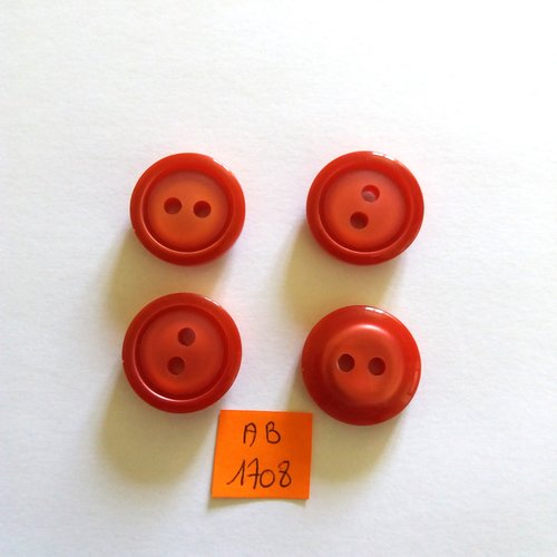 4 boutons en résine rouge - 22mm - ab1708