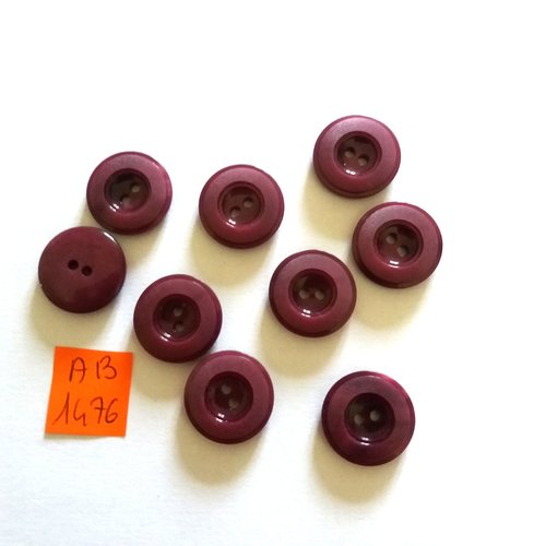9 boutons en résine violet - 18mm - ab1476