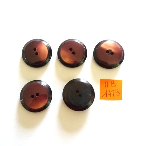 5 boutons en résine marron - 25mm - ab1473