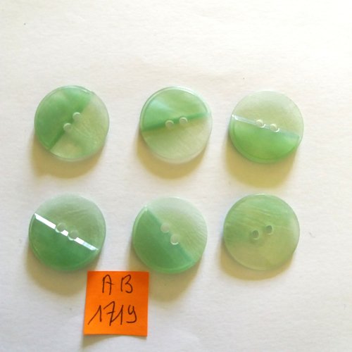 6 boutons en résine vert clair - 22mm - ab1719