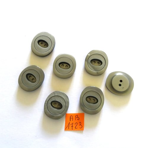 7 boutons en résine gris - 20x22mm - ab1723