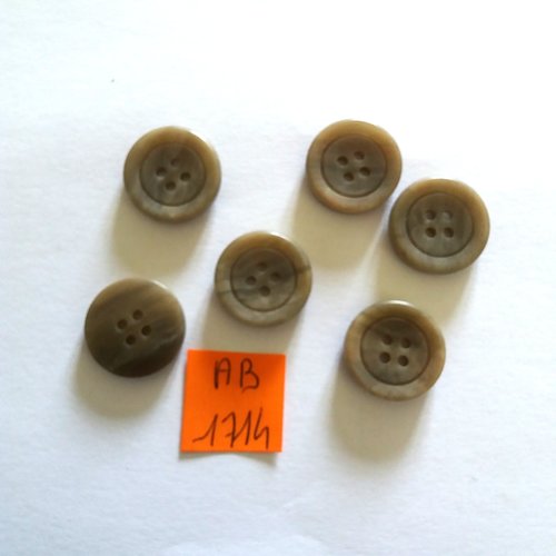 6 boutons en résine taupe - 17mm - ab1714