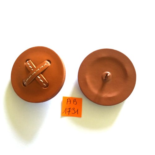 1 bouton en cuir marron - 44mm - ab1731
