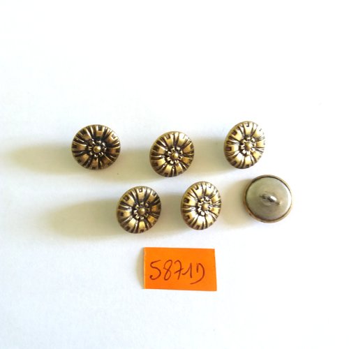 6 boutons en métal doré et argenté - vintage - 14mm - 5871d