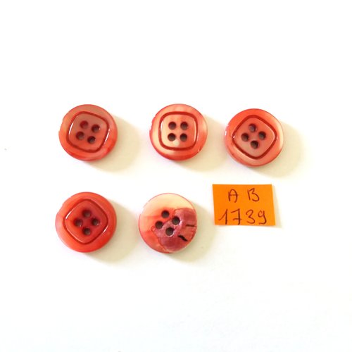 5 boutons en nacre rouge - 17mm - ab1739