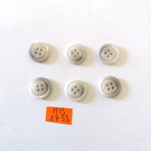 6 boutons en résine gris - 15mm - ab1733