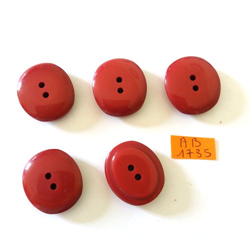 5 boutons en résine rouge/bordeaux - 25x28mm - ab1735