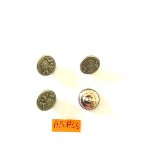 4 boutons en métal argenté - blason - 14mm - ab1745