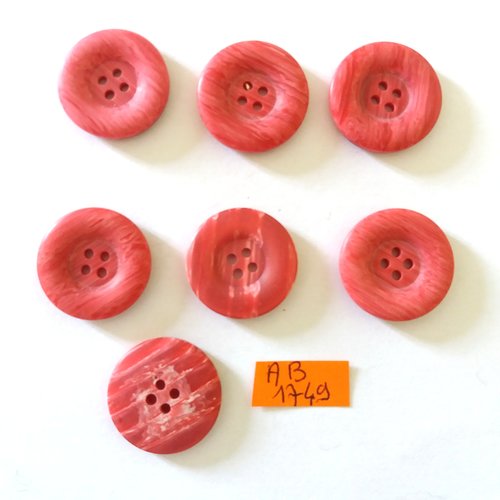 7 boutons en résine rouge - 22mm - ab1749