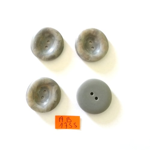 4 boutons en résine gris -  27mm - ab1755