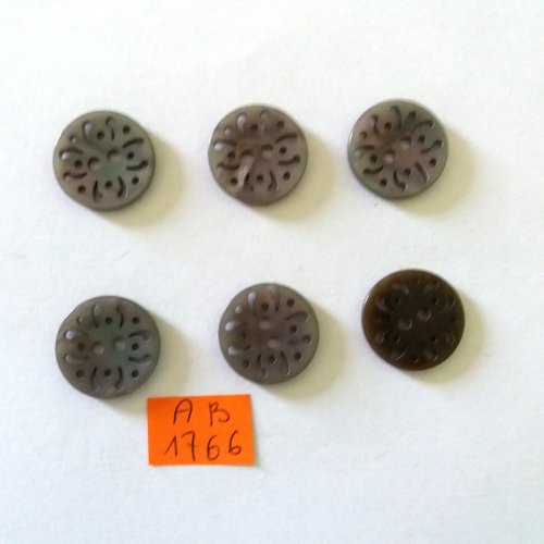 6 boutons en résine gris -  18mm - ab1766
