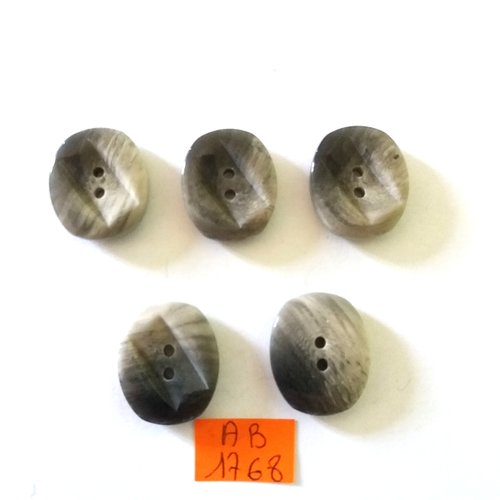 5 boutons en résine gris -  18x22mm - ab1768