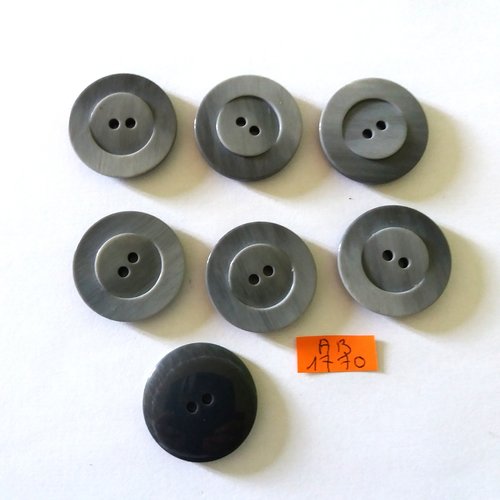 7 boutons en résine gris -  28mm - ab1770