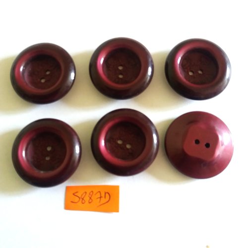 6 boutons en résine violet - vintage - 30mm - 5887d
