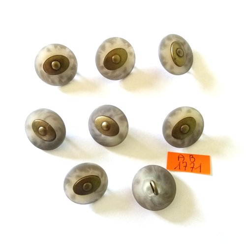 8 boutons en résine gris métal doré -  20mm - ab1771