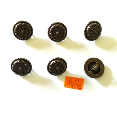 6 boutons en métal bronze -  19mm - ab1776