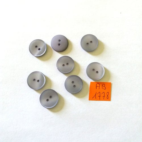 8 boutons en résine gris/bleu - 15mm - ab1778