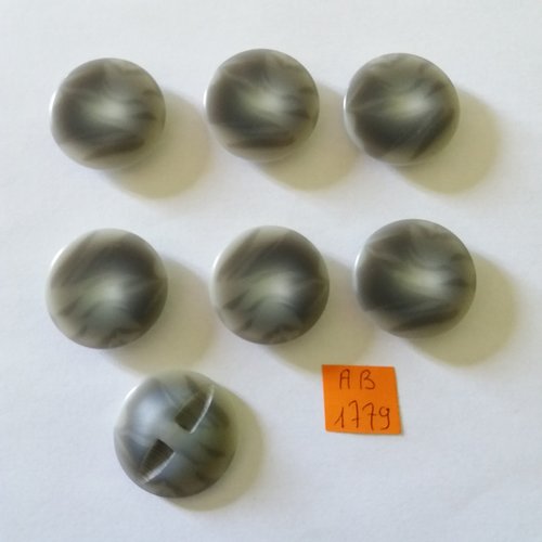 7 boutons en résine gris -  28mm - ab1779