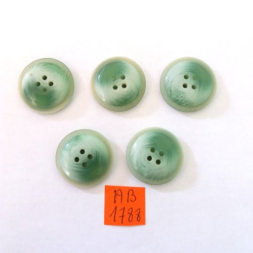 5 boutons en résine vert - 23mm - ab1788