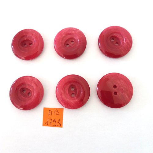 6 boutons en résine rouge/violine - 28mm - ab1793