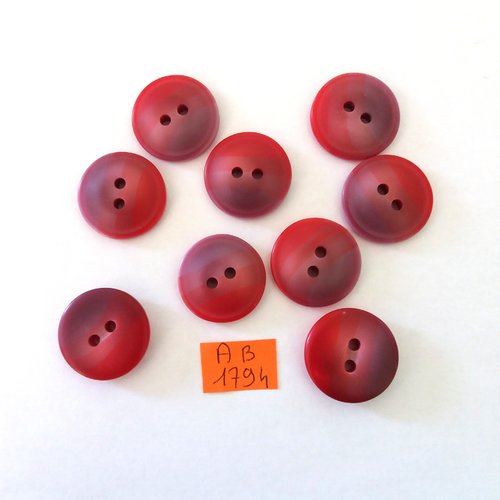 9 boutons en résine rouge/violine - 22mm - ab1794