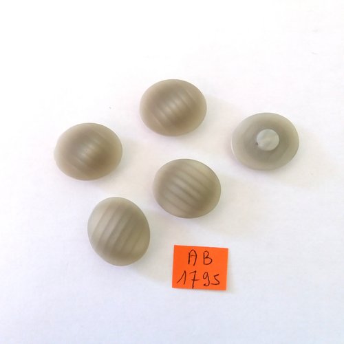 5 boutons en résine gris/vert - 19x22mm - ab1795