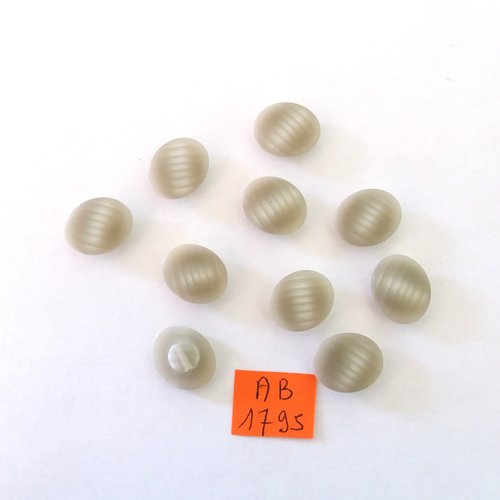 10 boutons en résine gris/vert - 12x15mm - ab1795