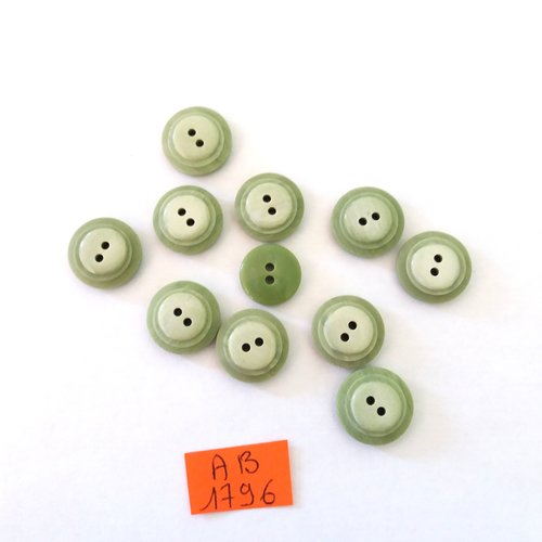 11 boutons en résine vert - 14mm - ab1796