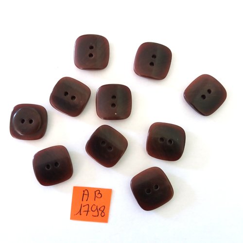 10 boutons en résine marron foncé - 15x15mm - ab1798