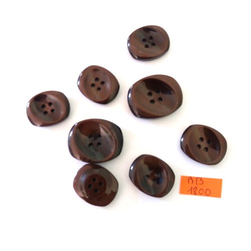 8 boutons en résine marron - 21x26mm et 17x21mm - ab1800