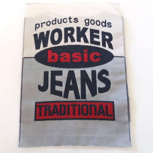 Thermocollant - worker jeans - gris noir et rouge - 10x14cm - écusson à coudre - e54
