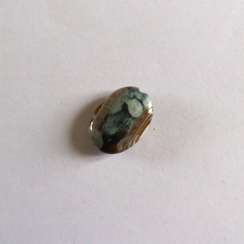 1 perle gemme - agate feu - marron / gris - 18x25mm - 760div