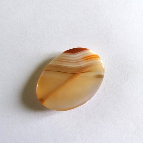 1 perle en agate - perle gemme - beige et marron - 40x30mm - 760div