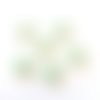 6 boutons fantaisies en bois - champignon vert d'eau à pois blanc - 23x23mm - bri463 n°1