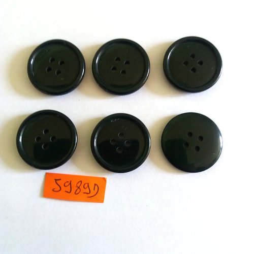 6 boutons en résine vert - vintage - 25mm - 5989d