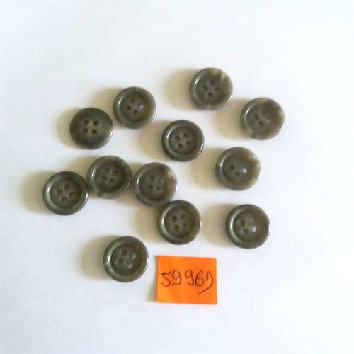 12 boutons en résine grs - vintage - 15mm - 5996d